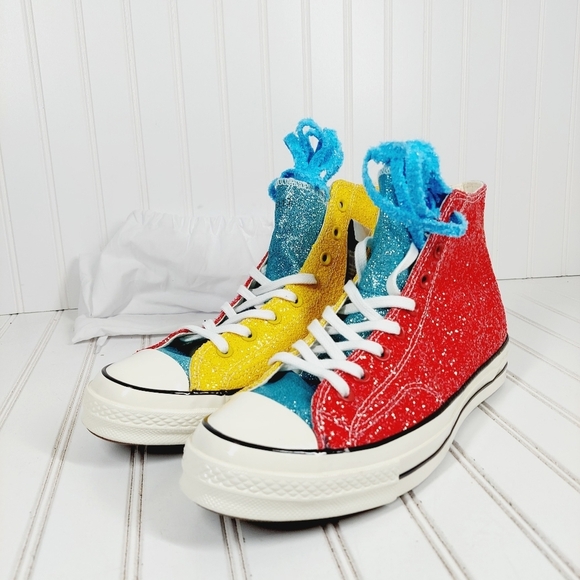 Converse Red Glitter High-Top Sneakers - Picture 2 of 12